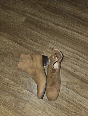 Time and Tru Tan Suede Ankle Booties with Side Zip